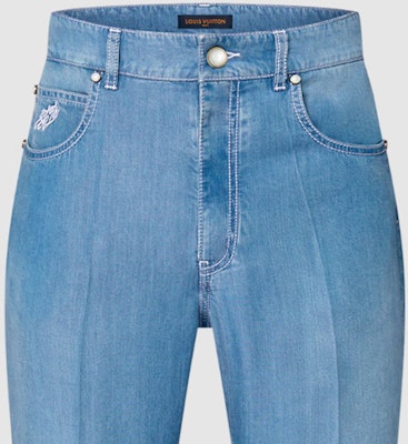 LOUIS VUITTON SS24 Seluar Flare Biru Logo Sulam Lelaki. 1AFQWO Purchase LOUIS VUITTON SS24 Seluar Flare Biru Logo Sulam Lelaki. 1AFQWO