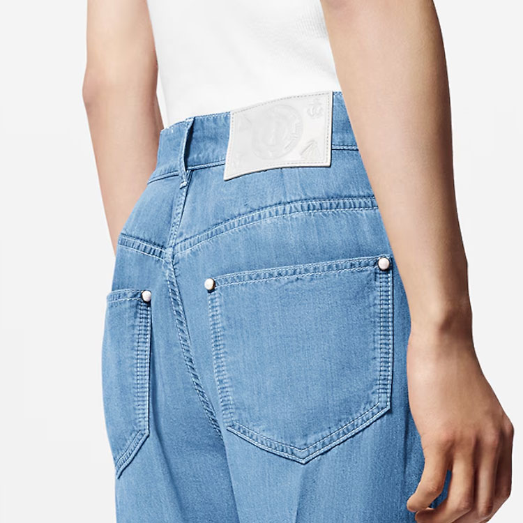 Details for LOUIS VUITTON SS24 Seluar Flare Biru Logo Sulam Lelaki. 1AFQWO