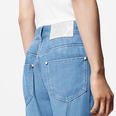 LOUIS VUITTON SS24 Seluar Flare Biru Logo Sulam Lelaki. 1AFQWO Details for LOUIS VUITTON SS24 Seluar Flare Biru Logo Sulam Lelaki. 1AFQWO