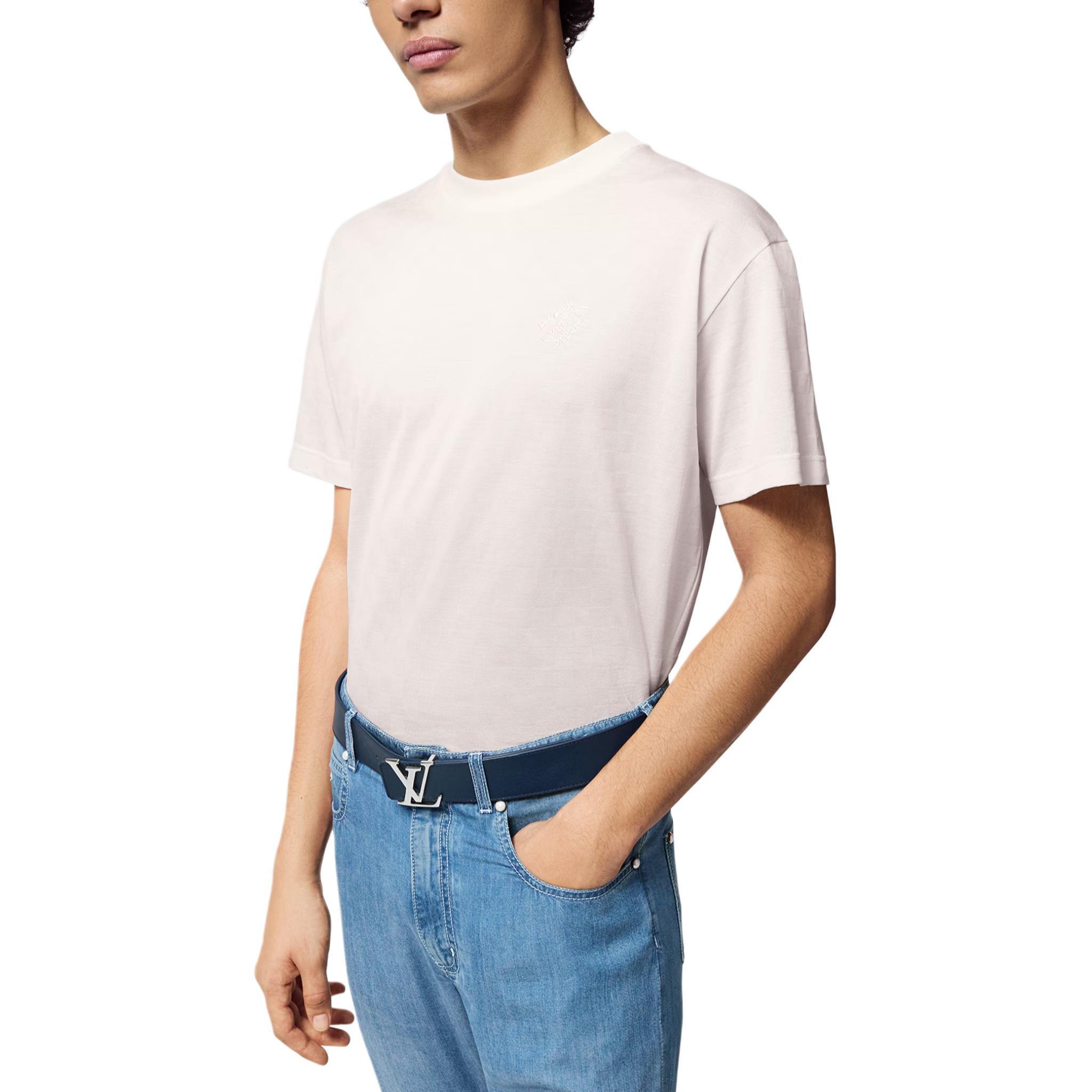 LOUIS VUITTON SS24 White Logo Crewneck Short-Sleeve T-Shirt for Men. 1AFRAC 圖 5