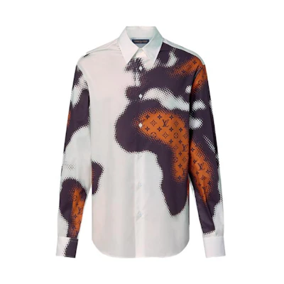 LOUIS VUITTON SS24 White Logo Print Button-Up Long Sleeve Shirt for Men. 1AFAWL