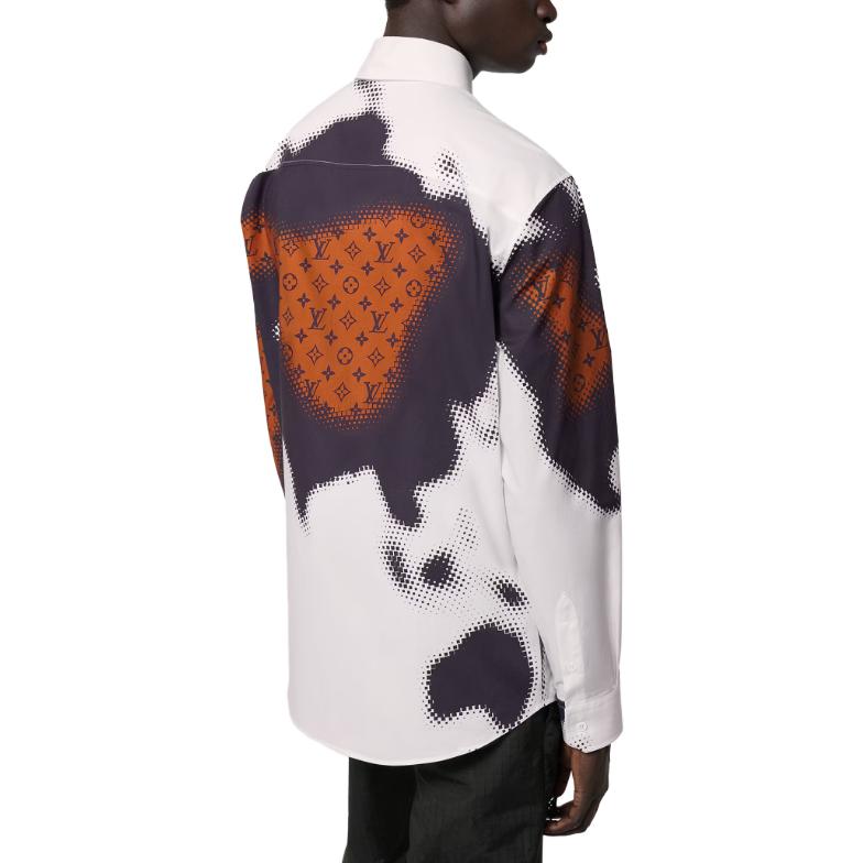 Sizing ルイ・ヴィトン SS24 メンズ 白ロゴプリント 長袖シャツ ボタンアップトップス。 1AFAWL