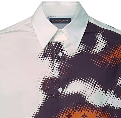 ルイ・ヴィトン SS24 メンズ 白ロゴプリント 長袖シャツ ボタンアップトップス。 1AFAWL 2