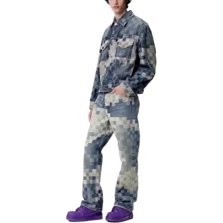 Lookbook 路易威登 SS24 x Pharrell 蘇格蘭紋寬鬆直筒牛仔褲 藍色 男款 1AFIA7