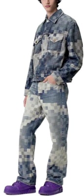 路易威登 SS24 x Pharrell 蘇格蘭紋寬鬆直筒牛仔褲 藍色 男款 1AFIA7 Lookbook 路易威登 SS24 x Pharrell 蘇格蘭紋寬鬆直筒牛仔褲 藍色 男款 1AFIA7