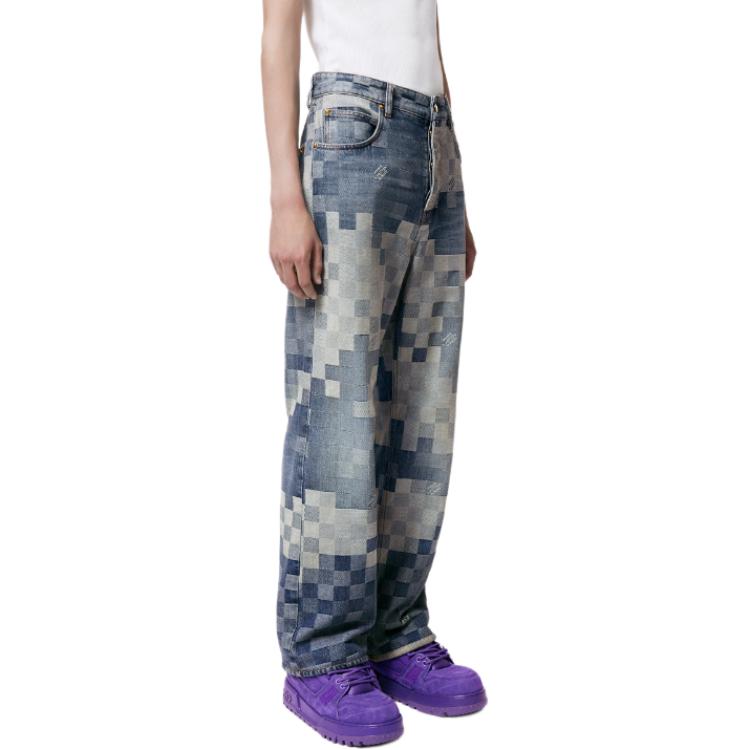 Details for 路易威登 SS24 x Pharrell 蘇格蘭紋寬鬆直筒牛仔褲 藍色 男款 1AFIA7