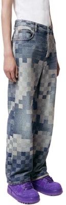 路易威登 SS24 x Pharrell 蘇格蘭紋寬鬆直筒牛仔褲 藍色 男款 1AFIA7 Details for 路易威登 SS24 x Pharrell 蘇格蘭紋寬鬆直筒牛仔褲 藍色 男款 1AFIA7