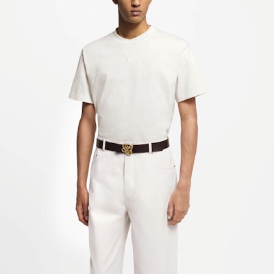 路易威登 SS25 浮雕Logo象牙白圓領T恤 1AHCO0 Shop 路易威登 SS25 浮雕Logo象牙白圓領T恤 1AHCO0