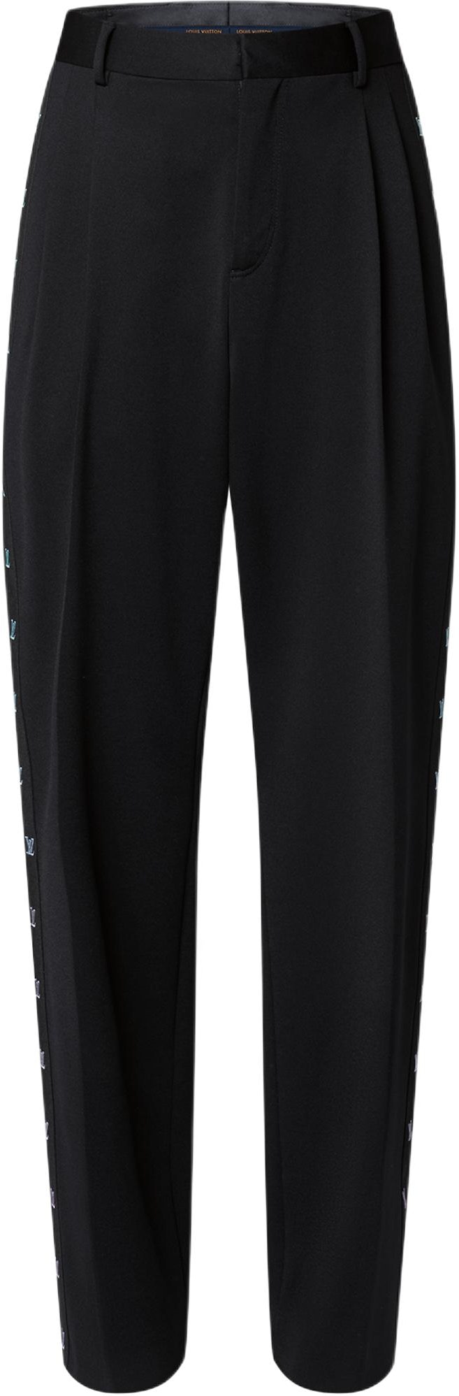 louis-vuitton-ss-25-black-knit-track-pants-with-embroidery-and-pleated-design-1-agtni