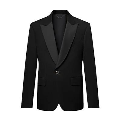 Louis Vuitton SS25 Black Silk Rhinestone Button Blazer Jacket 1AGMSW
