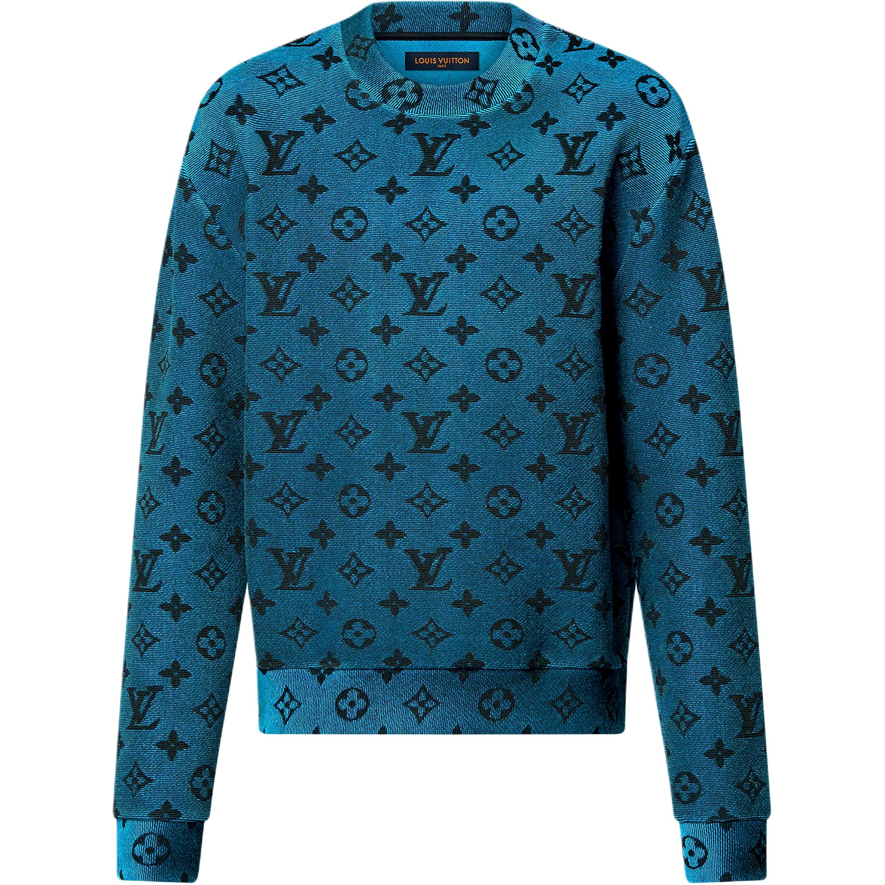 Louis Vuitton SS25 Blue Crewneck Cotton Blend Knit Sweatshirt for Men 1AGTRN