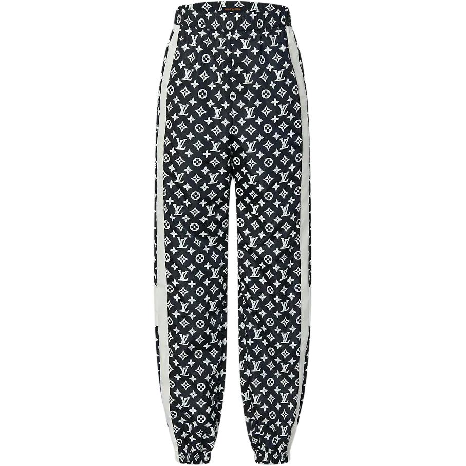 LOUIS VUITTON SS25 Logo Print Black Knit Jogger Pants for Men. 1AFWQD