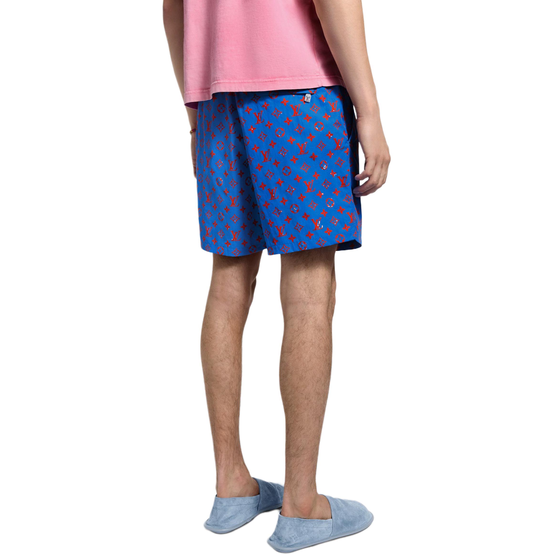 LOUIS VUITTON SS25 Monogram Elastic Waist Drawstring Shorts Blue 1AHVZR 圖 4