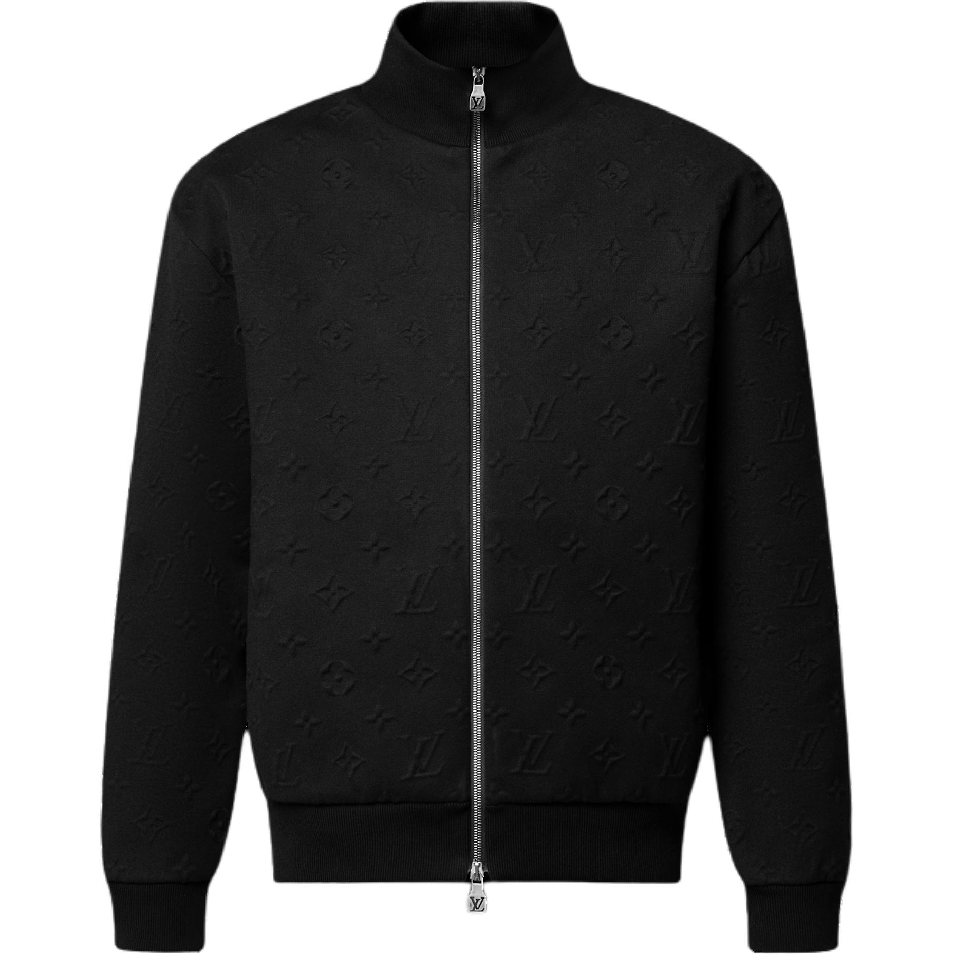 Louis Vuitton SS25 Monogram Embossed Knit Long Sleeve Jacket Black 1AHCLT