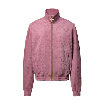 LOUIS VUITTON SS25 Monogram Embossed Suede Zip-Up Jacket Purple Outerwear 1AHBTN