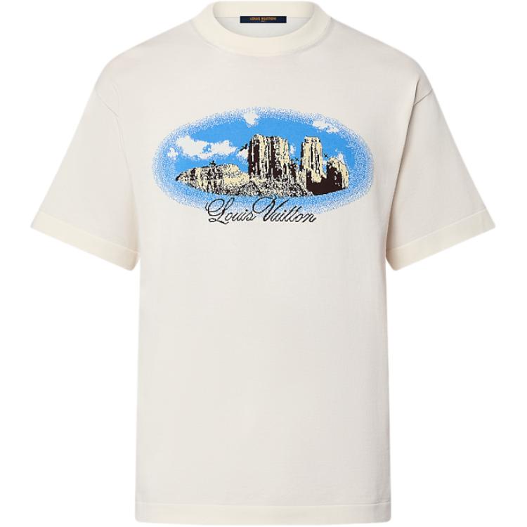 LOUIS VUITTON SS25 Monogram Print Crewneck Short Sleeve T-Shirt White Mens. 1AFXK4