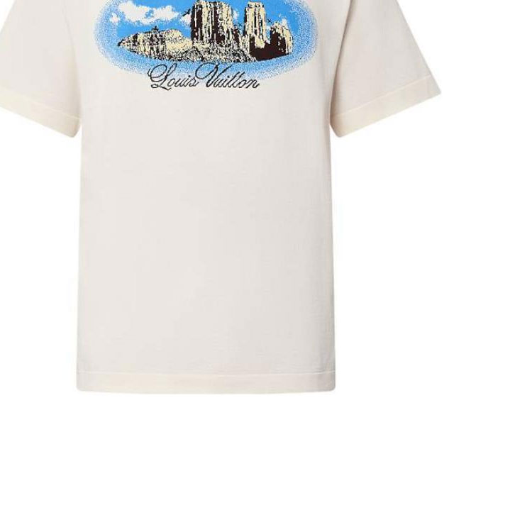 Sizing 路易威登 SS25 白色男士短袖圆领T恤满版印花图案。 1AFXK4