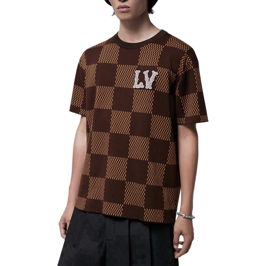 LOUIS VUITTON SS25 Pharrell Crystal Checkered T-Shirt Brown  Short Sleeve. 1AFIUP 圖 7