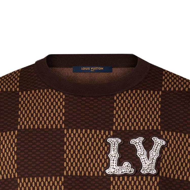 LOUIS VUITTON SS25 Pharrell Crystal Checkered T-Shirt Brown  Short Sleeve. 1AFIUP 圖 8