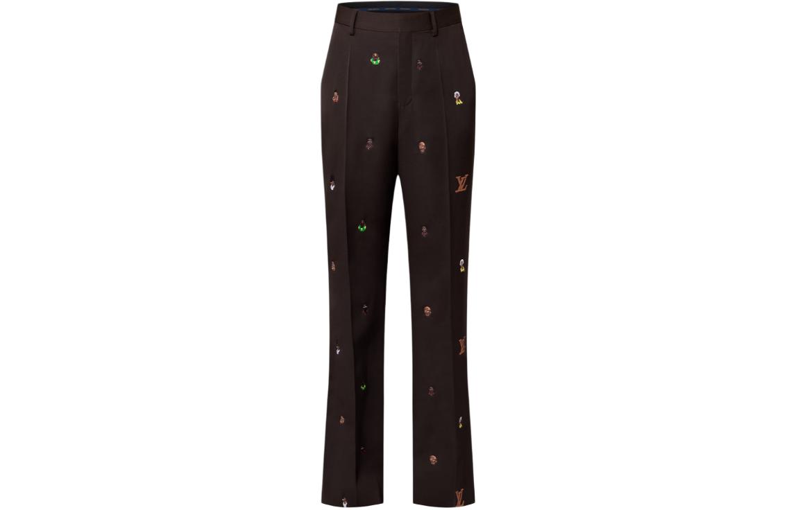 LOUIS VUITTON SS25 Pharrell Logo Embroidered Zipper Flare Pants Brown Mens. 1AFJ27 圖 2
