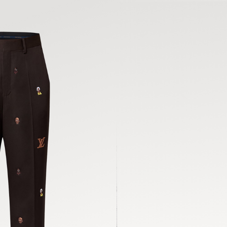 LOUIS VUITTON SS25 Pharrell Logo Embroidered Zipper Flare Pants Brown Mens. 1AFJ27 圖 7
