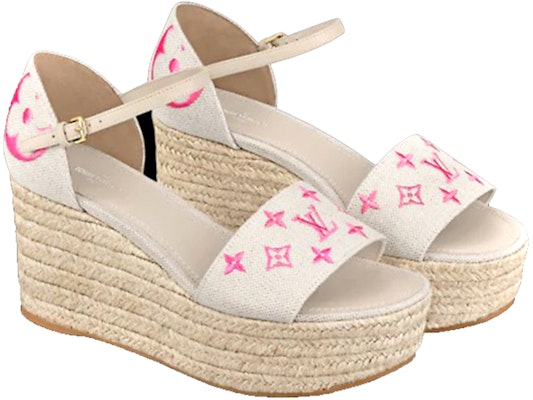 路易威登 Starboard 增高 時尚休閒楔跟涼鞋 亮粉紅色 Lookbook 路易威登 Starboard 增高 時尚休閒楔跟涼鞋 亮粉紅色
