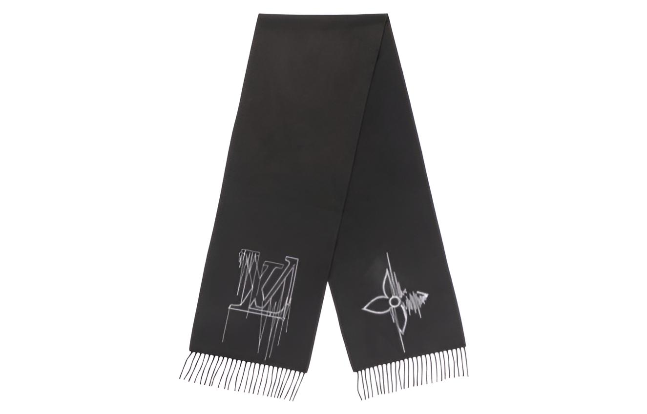 LOUIS VUITTON Stitch Pattern Printed Cashmere Scarf Unisex. M77981
