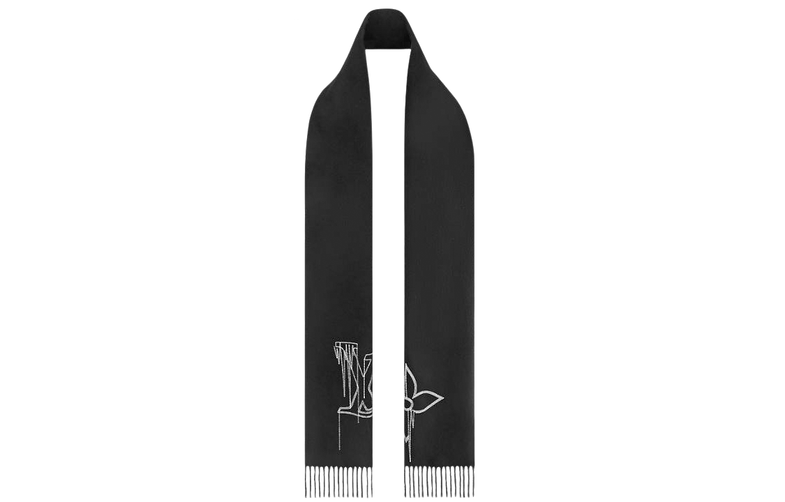 Shop LOUIS VUITTON 縫紉圖案印花羊絨圍巾 男女適用. M77981