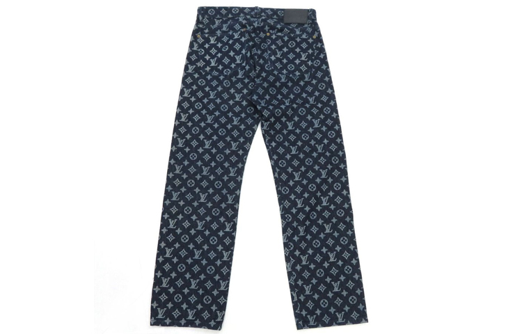 Lookbook 루이 비통 스트레이트 프린트 청바지 블루 1A47WG