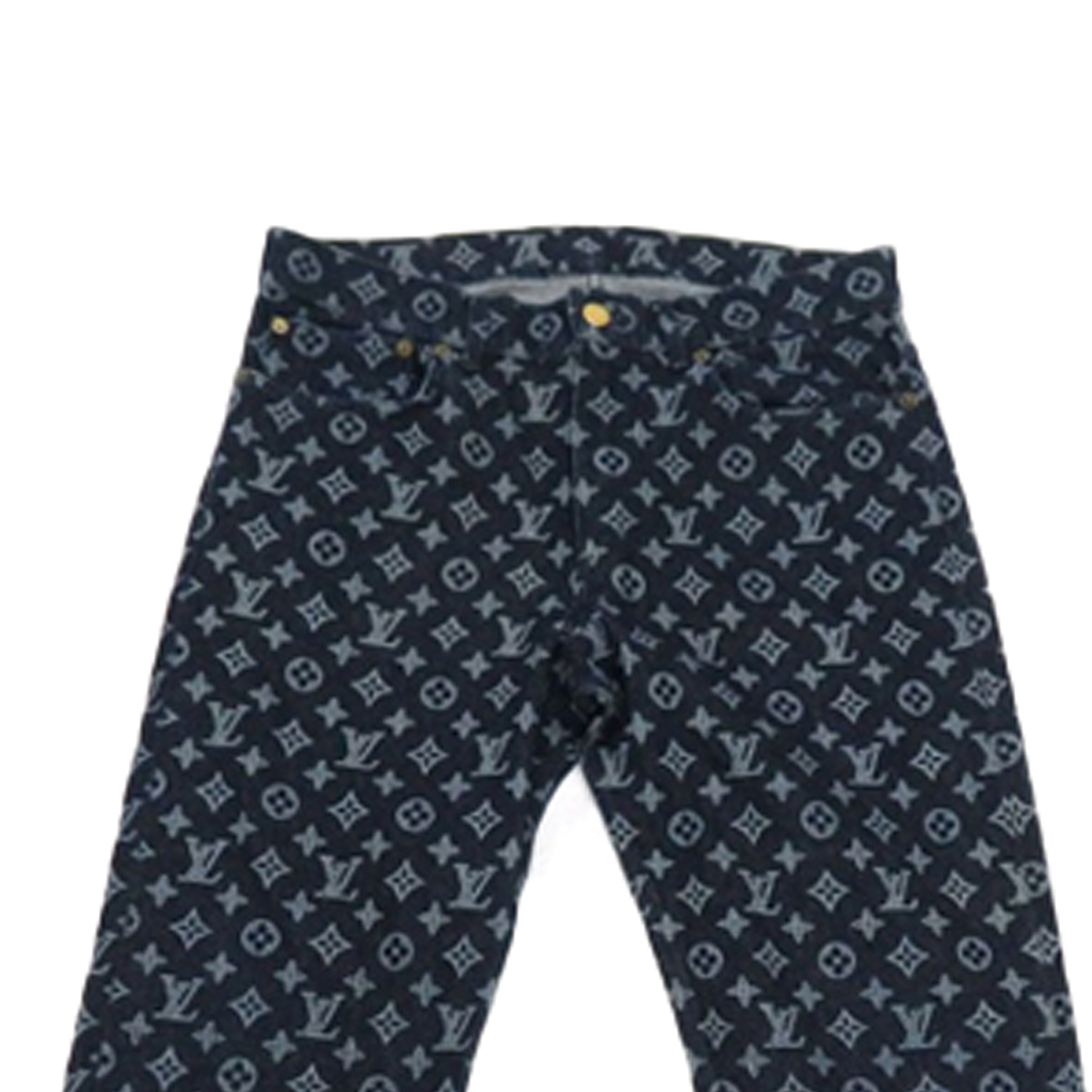 Purchase 루이 비통 스트레이트 프린트 청바지 블루 1A47WG