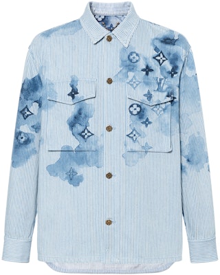 Camisa Azul de Hombre Louis Vuitton a Rayas con Logo Impreso de Manga Larga. 1A8QYE Buy Camisa Azul de Hombre Louis Vuitton a Rayas con Logo Impreso de Manga Larga. 1A8QYE