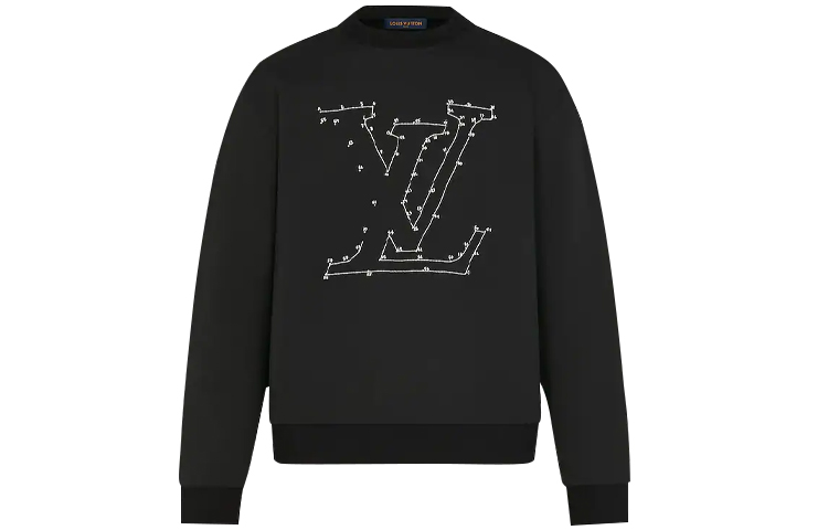 Louis Vuitton Studded Logo Print Crewneck Sweatshirt Black () 1A84LS