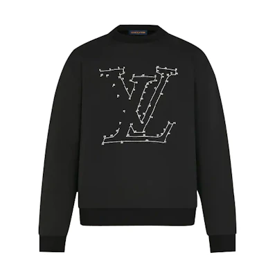 Louis Vuitton Studded Logo Print Crewneck Sweatshirt Black () 1A84LS