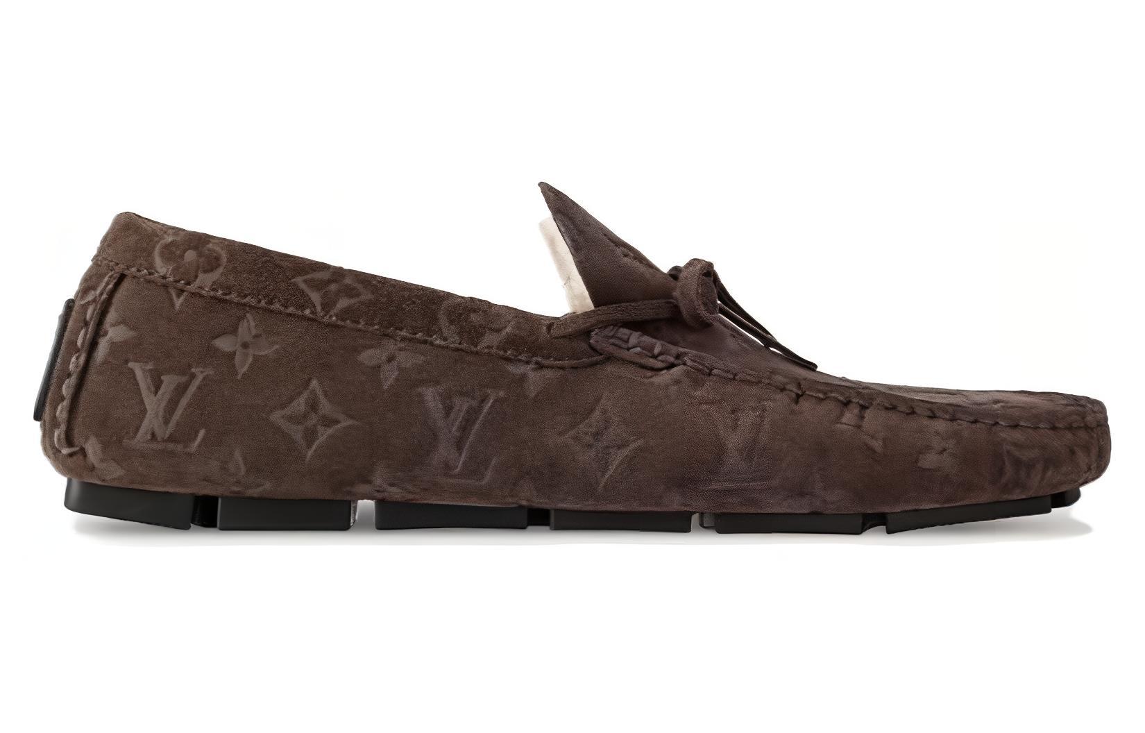 Order Mocassins Louis Vuitton en Suède Marron à Bout Rond et Enfilage Facile 1ACF93