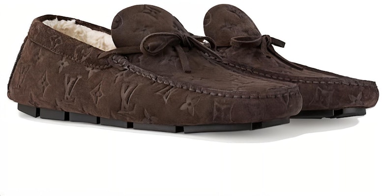 Louis Vuitton Loafers Slip-On Cokelat Suede Toe Bulat 1ACF93 Shop Louis Vuitton Loafers Slip-On Cokelat Suede Toe Bulat 1ACF93