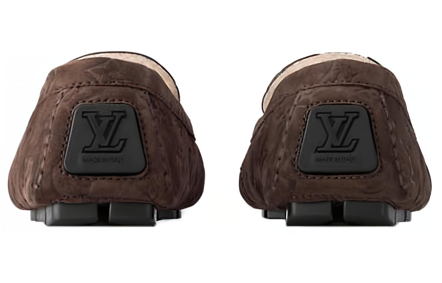 LV Suede Round-Toe Slip-On Loafers 'Brown' 圖 5