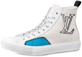 Louis Vuitton Tattoo Ankle Sneakers 'White Black with Blue Monogram' 1A7S5E Louis Vuitton Tattoo Ankle Sneakers 'White Black with Blue Monogram' 1A7S5E