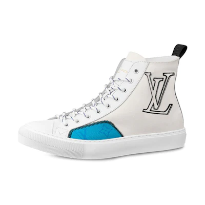 LV Tattoo Ankle Sneakers 'White Black with Blue Monogram'