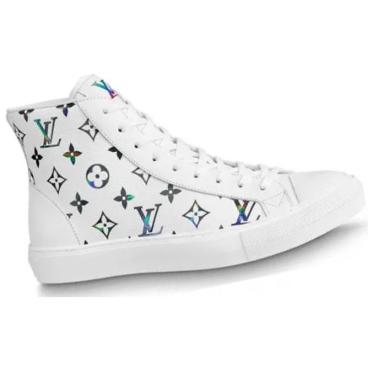 Order Louis Vuitton Tattoo Ankle Sneakers 'Putih dengan Monogram Berwarna-warni' 1A8KH6