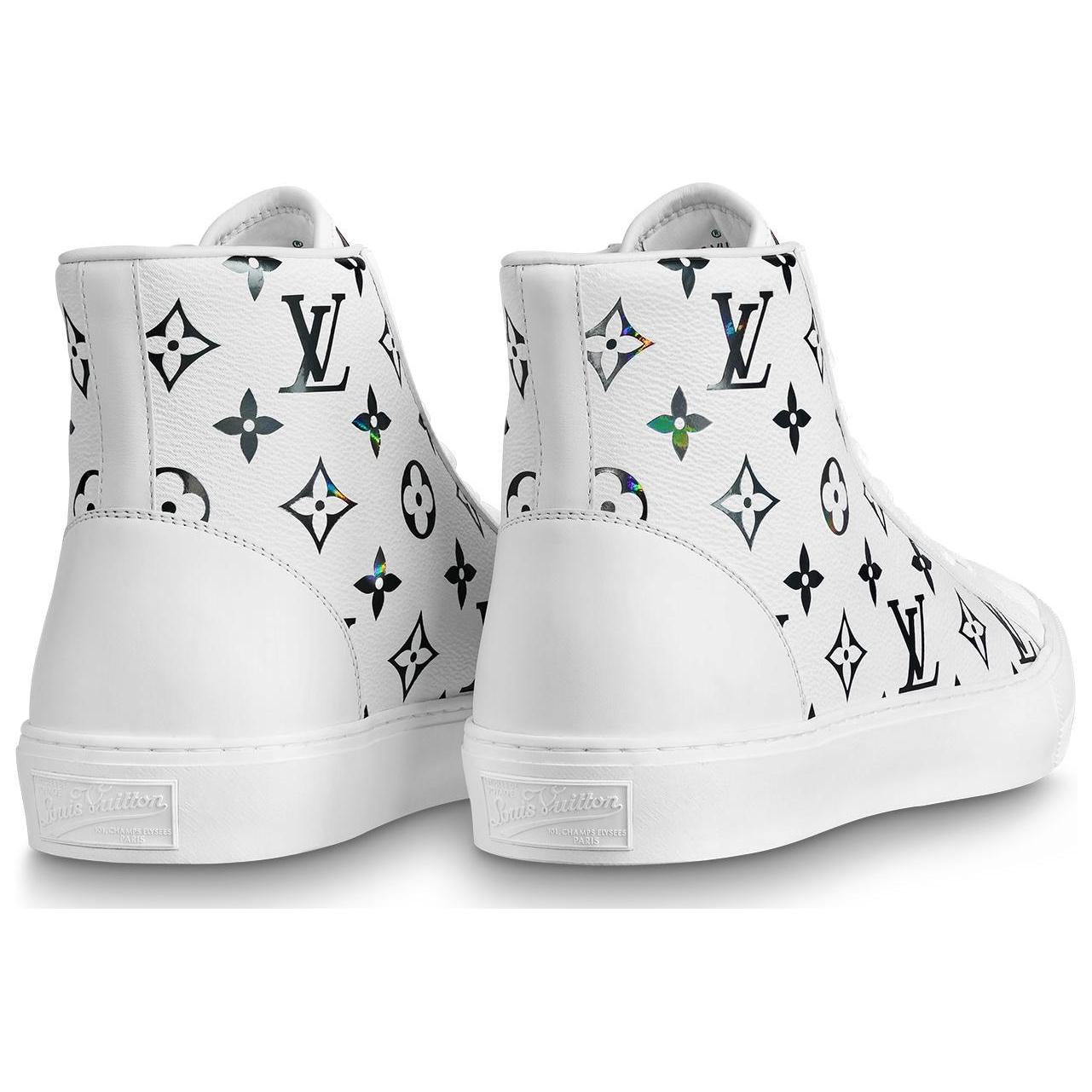 Lookbook Louis Vuitton Tattoo Ankle Sneakers 'Putih dengan Monogram Berwarna-warni' 1A8KH6