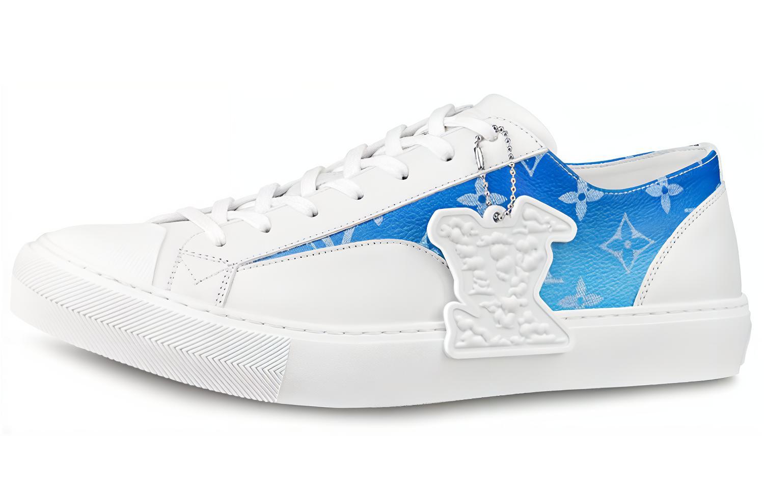 Buy Louis Vuitton 路易威登 紋身Monogram雲朵 塗層帆布 運動鞋 藍白