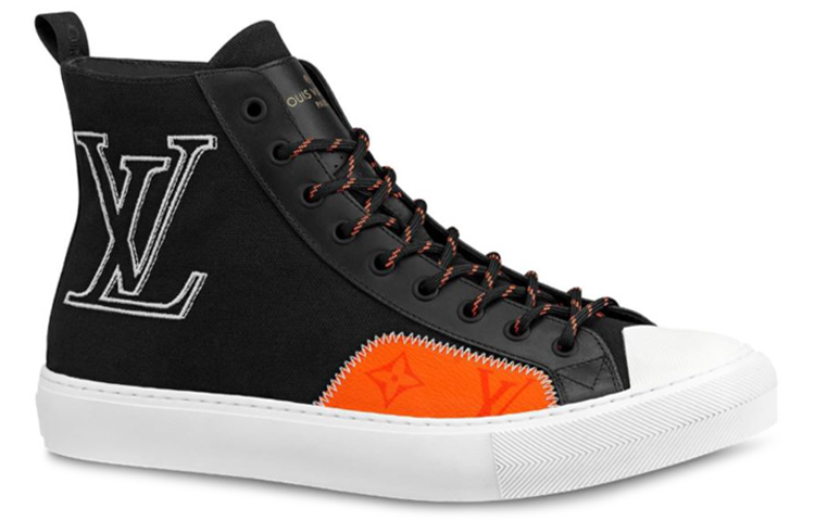 Order Louis Vuitton Tattoo Sepatu High-Top Monogram 'Hitam Oranye' 1A7S5T