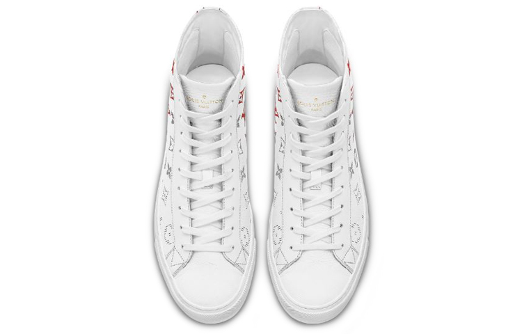 Shop ルイ・ヴィトン タトゥースニーカーブーツ モノグラム 白赤 1A5Z0C
