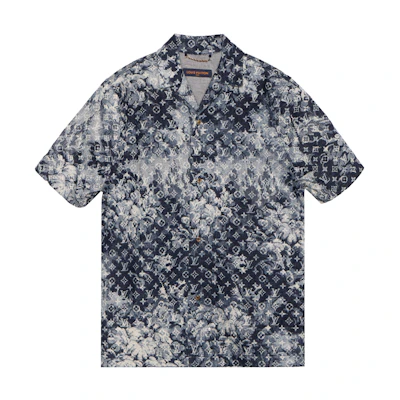 LOUIS VUITTON Tie-Dye Logo Short Sleeve Shirt for Men in Denim Blue 1A8HGH