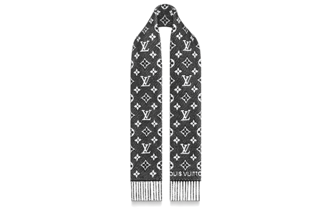 LOUIS VUITTON TOUJOURS Scarf Monogram Reversible Fringe Wool Unisex Gray M77406 圖 3