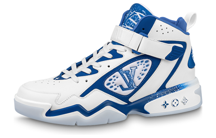 Buy LOUIS VUITTON Trainer 2 牛皮 系帶 中筒 運動休閒鞋 男款 白藍色