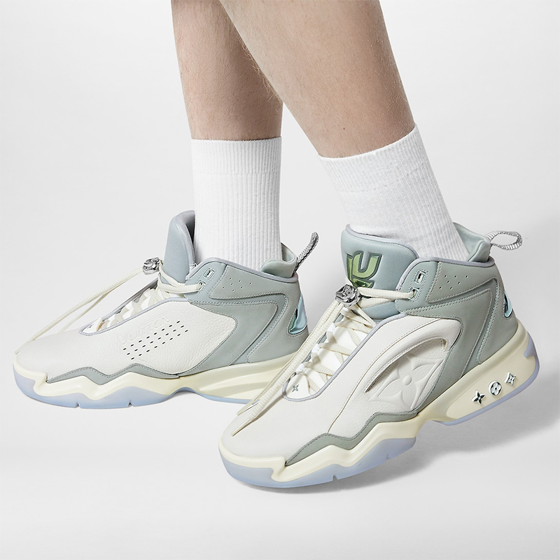 Lookbook 路易威登 Trainer 2 皮革 繫帶 高筒 日常休閒鞋 男款 灰白色