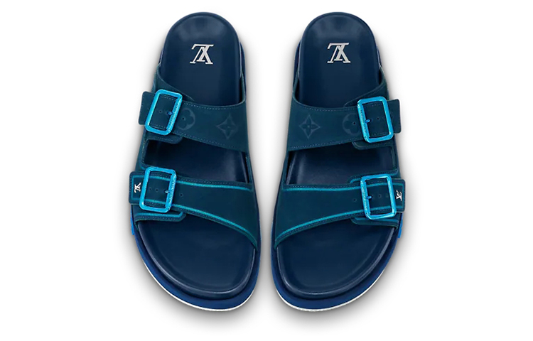 Lookbook 路易威登訓練師耐磨時尚涼拖鞋藍色