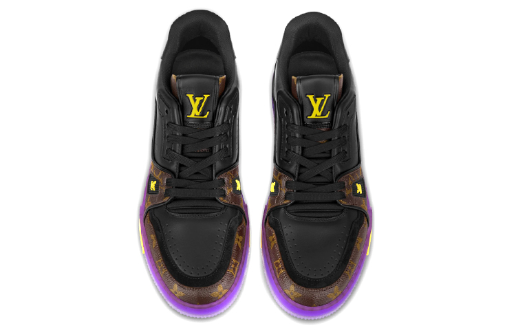 Shop Louis Vuitton x Lakers LV Trainers 'Monograma Marrón con Negro y Morado' 1A8WJ6