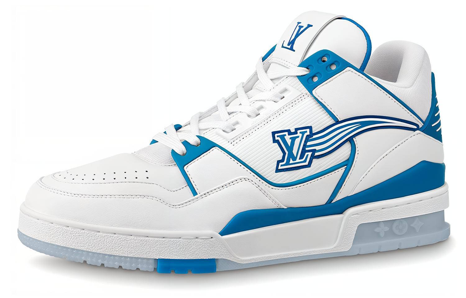 Buy Louis Vuitton 路易威登 Trainer 小牛皮 籃球風格運動鞋 白藍